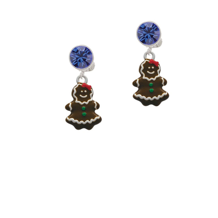 Enamel Gingerbread Girl Crystal Clip On Earrings Image 7