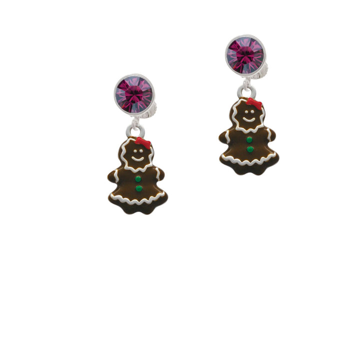 Enamel Gingerbread Girl Crystal Clip On Earrings Image 8