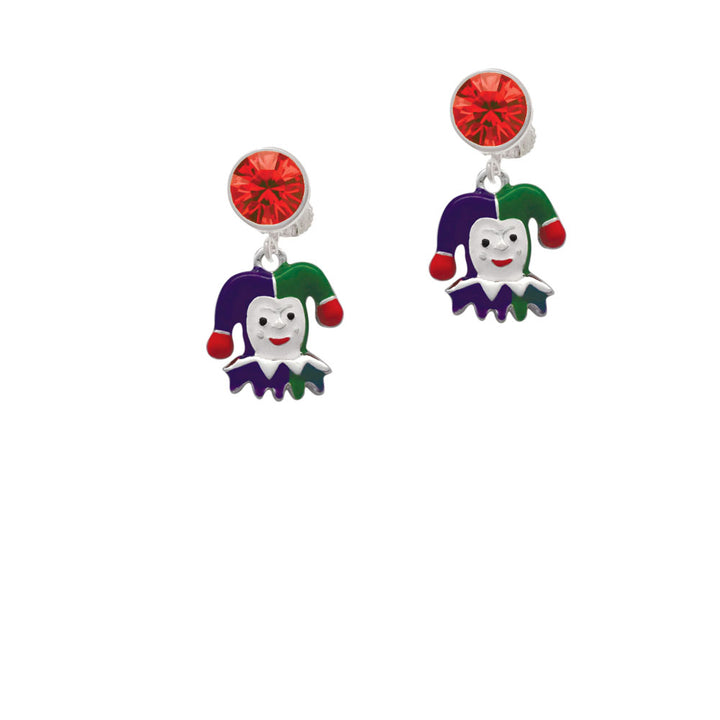 Mardi Gras Jester Crystal Clip On Earrings Image 4