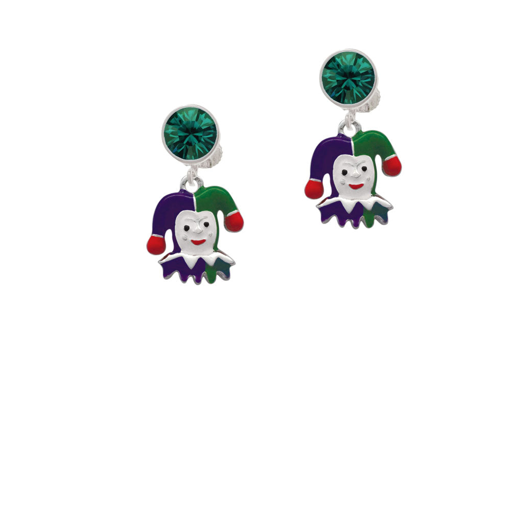 Mardi Gras Jester Crystal Clip On Earrings Image 6