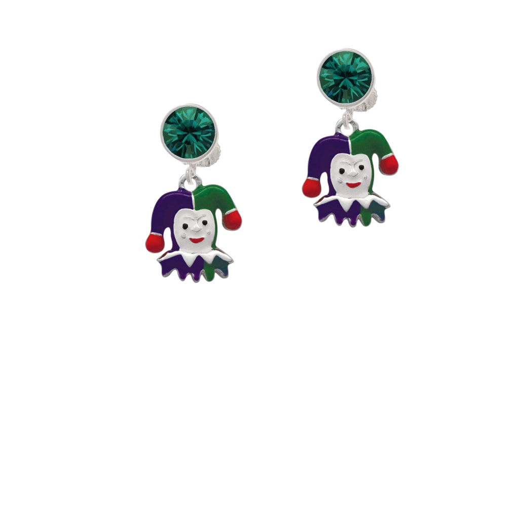 Mardi Gras Jester Crystal Clip On Earrings Image 1