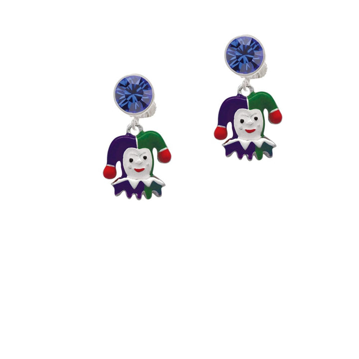 Mardi Gras Jester Crystal Clip On Earrings Image 7