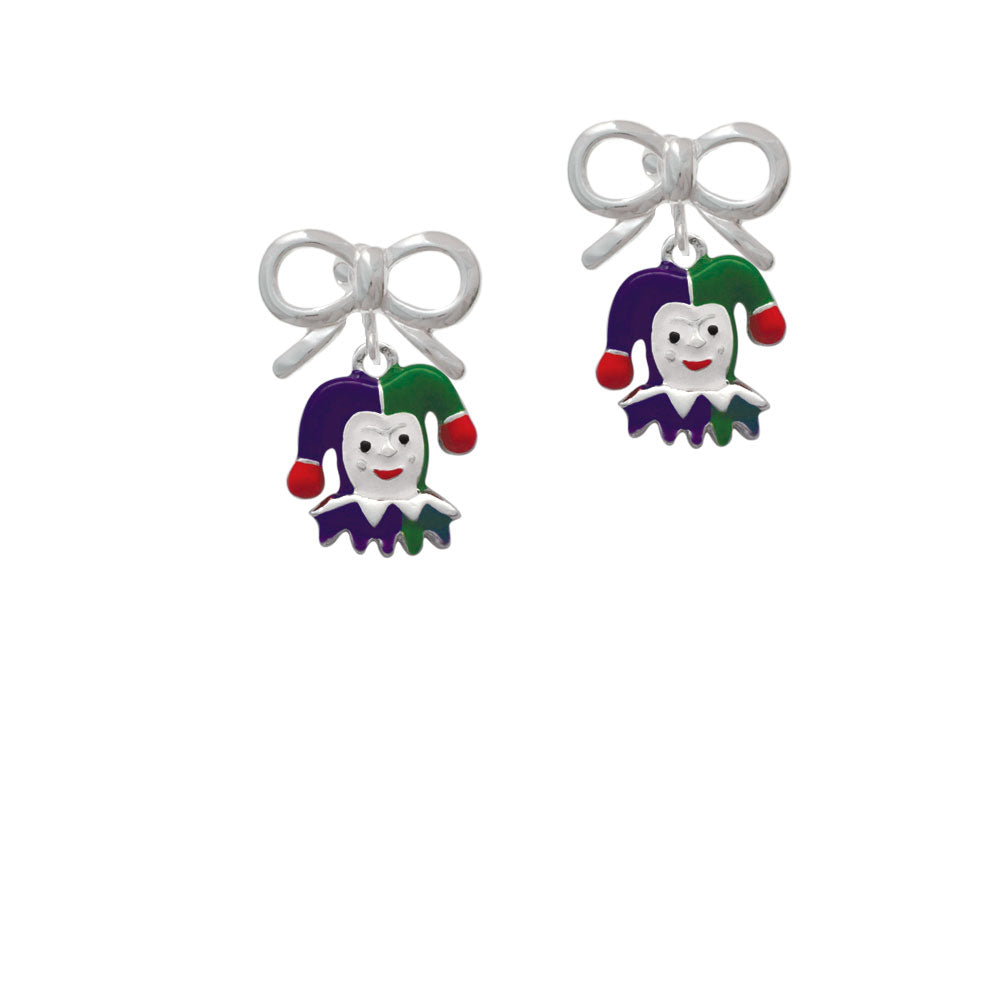 Mardi Gras Jester Crystal Clip On Earrings Image 9