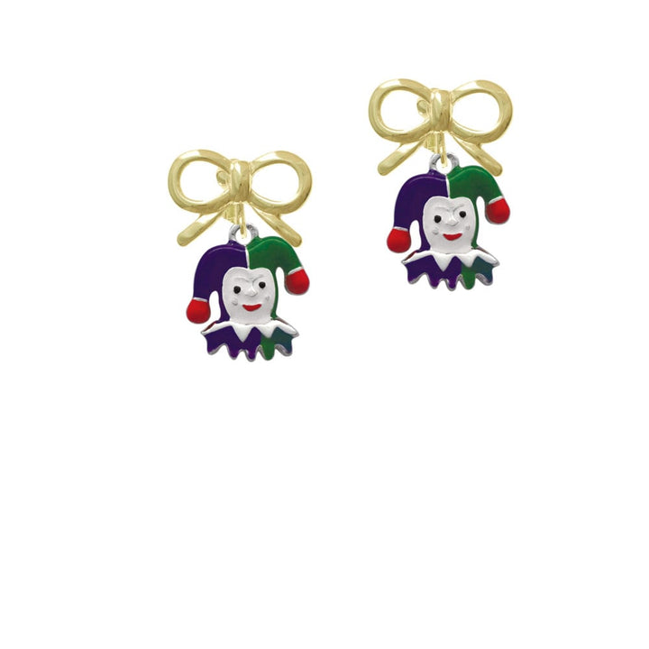 Mardi Gras Jester Crystal Clip On Earrings Image 10