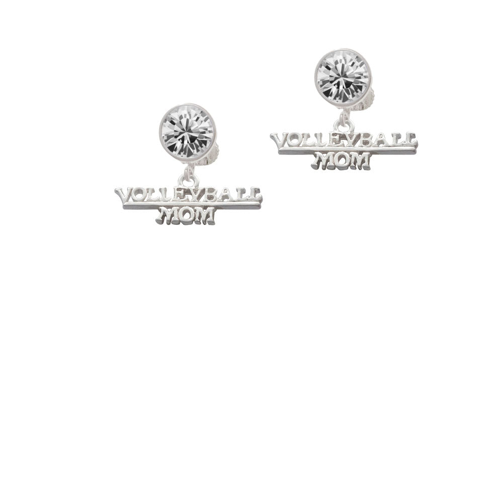 Volleyball Mom Crystal Clip On Earrings Image 2