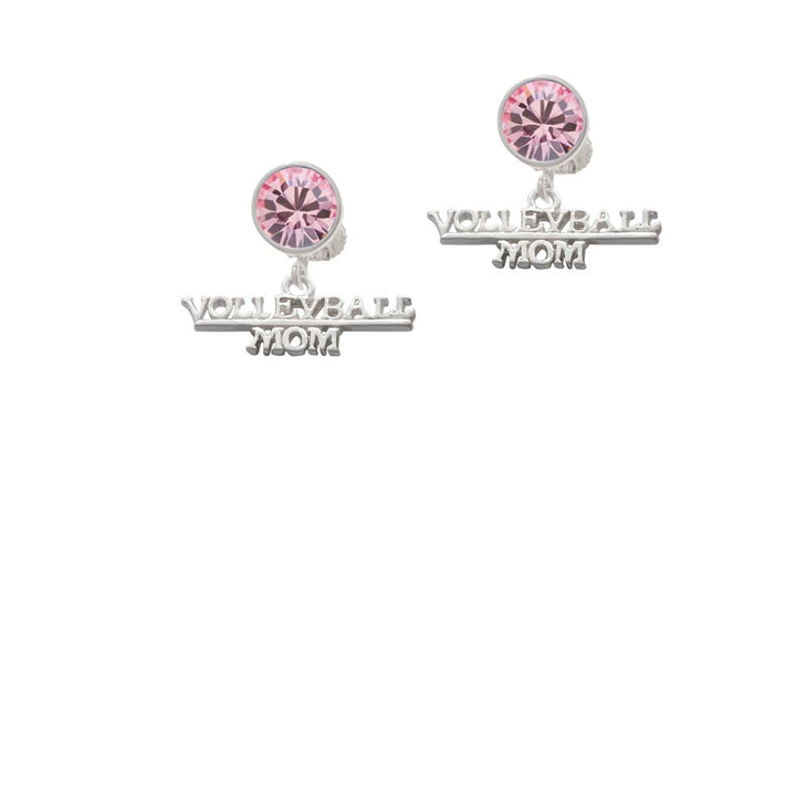 Volleyball Mom Crystal Clip On Earrings Image 4