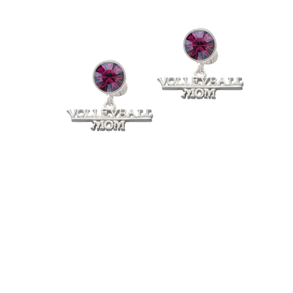 Volleyball Mom Crystal Clip On Earrings Image 8