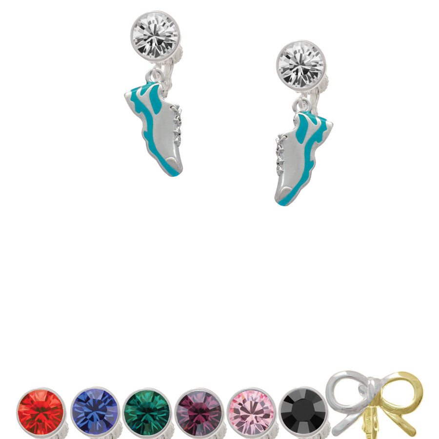 Running Shoe Teal Crystal Clip On Earrings Image 1