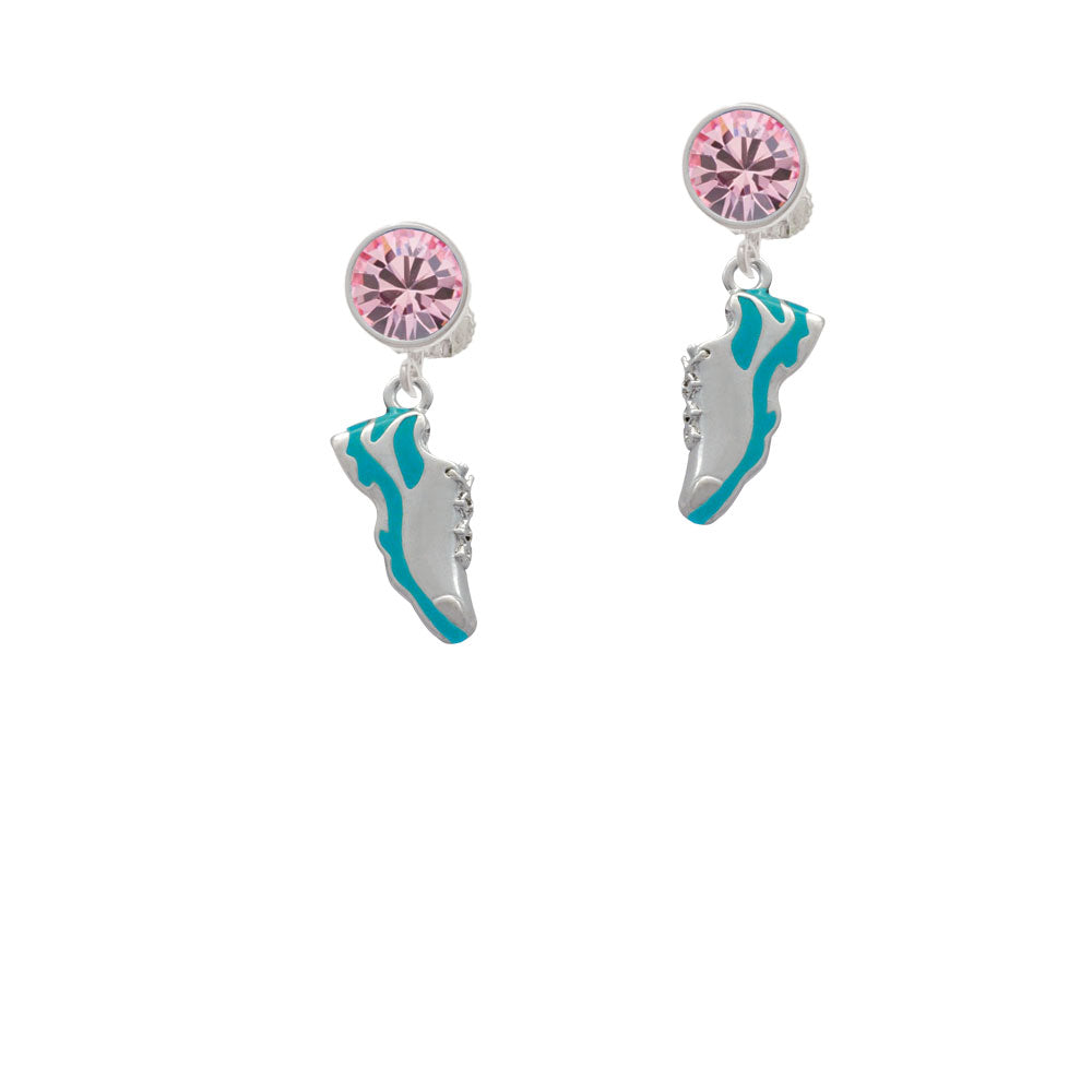 Running Shoe Teal Crystal Clip On Earrings Image 4