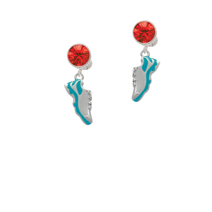 Running Shoe Teal Crystal Clip On Earrings Image 4