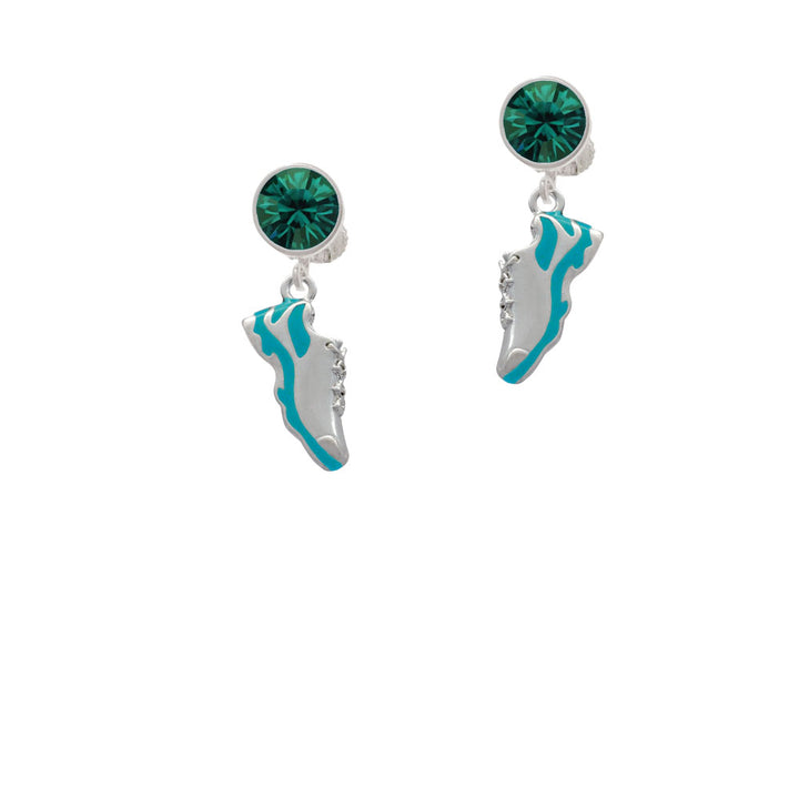 Running Shoe Teal Crystal Clip On Earrings Image 6