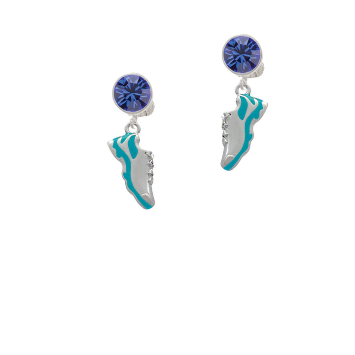 Running Shoe Teal Crystal Clip On Earrings Image 7