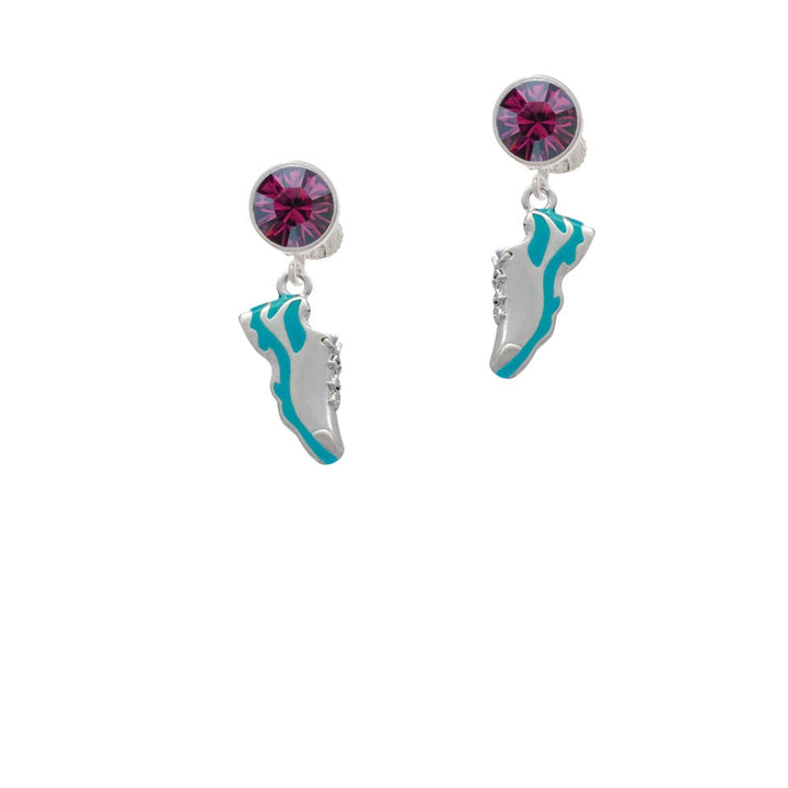 Running Shoe Teal Crystal Clip On Earrings Image 8