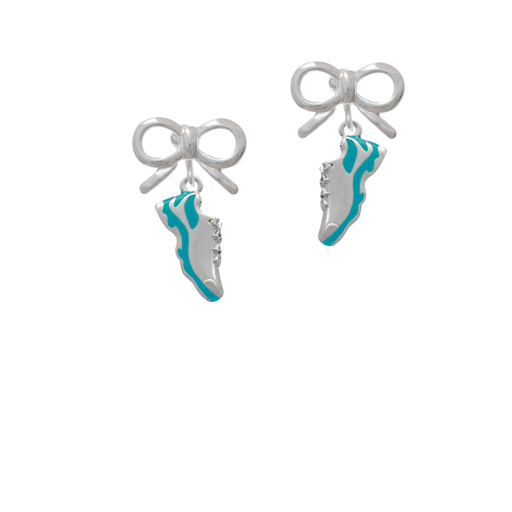 Running Shoe Teal Crystal Clip On Earrings Image 9