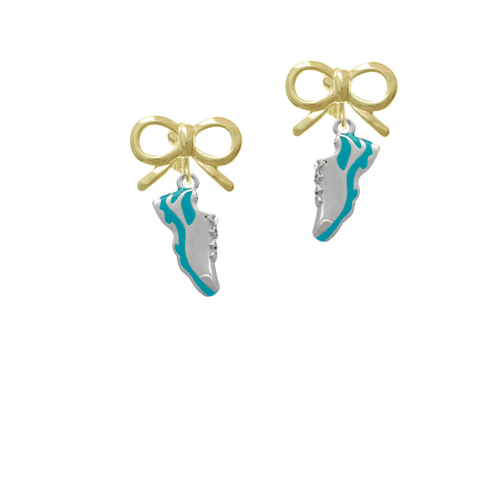 Running Shoe Teal Crystal Clip On Earrings Image 10