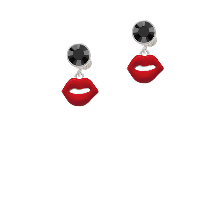 Red Lips Crystal Clip On Earrings Image 3