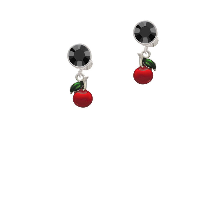 Single Cherry Crystal Clip On Earrings Image 3