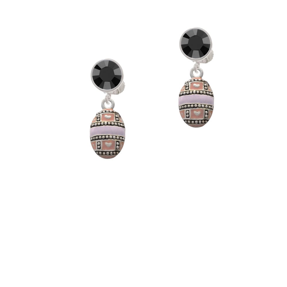 Egg Pink and Lavender Crystal Clip On Earrings Image 3