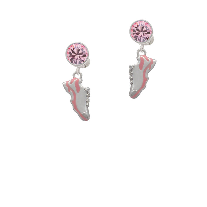 Pink Running Shoe Crystal Clip On Earrings Image 4