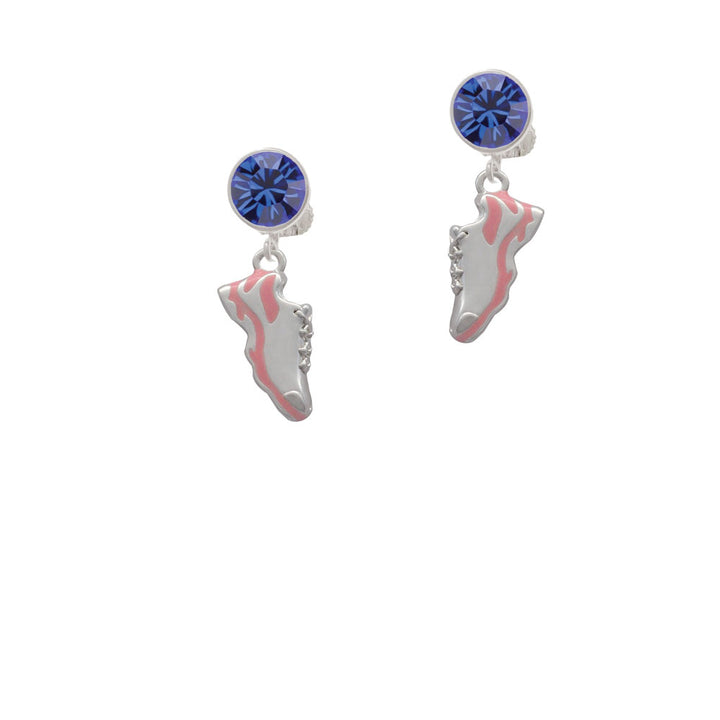 Pink Running Shoe Crystal Clip On Earrings Image 7