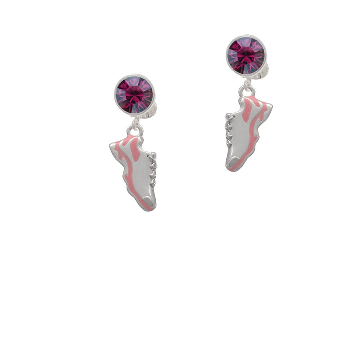 Pink Running Shoe Crystal Clip On Earrings Image 8