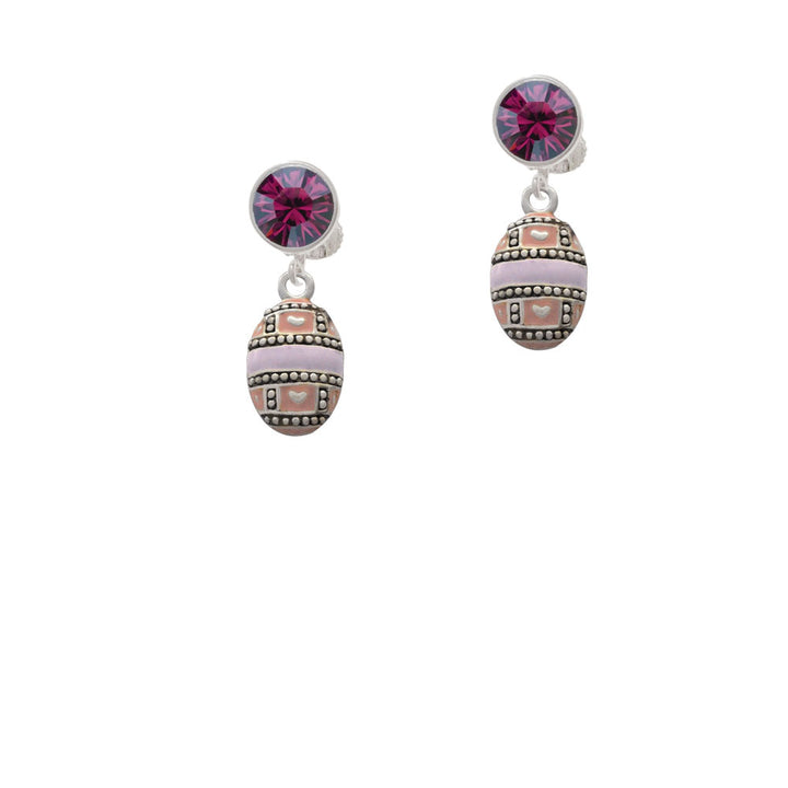 Egg Pink and Lavender Crystal Clip On Earrings Image 8