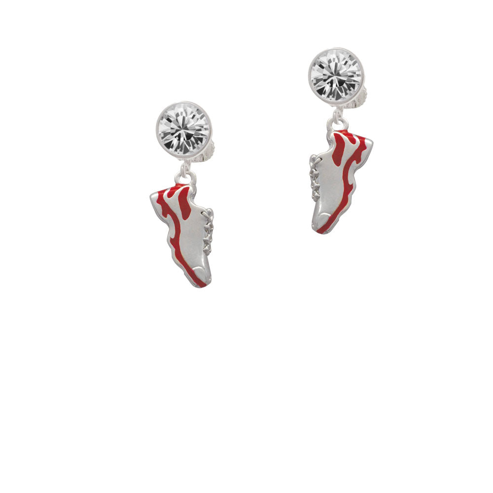 Red Running Shoe Crystal Clip On Earrings Image 2