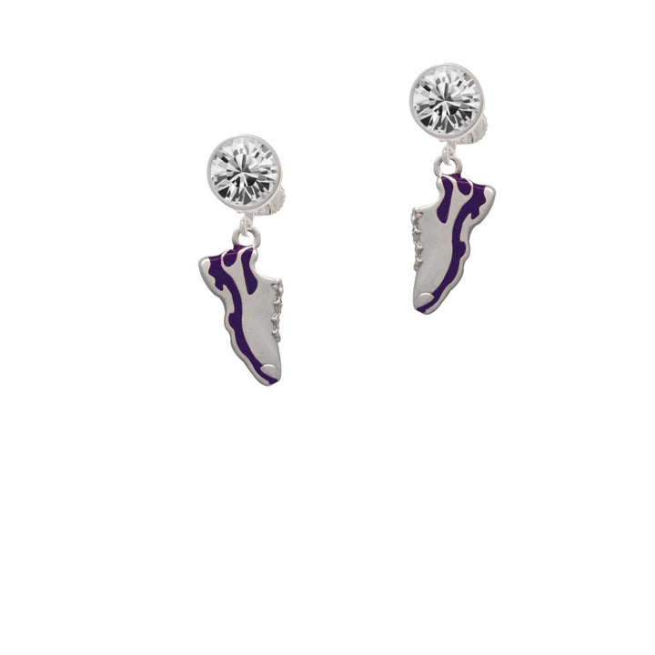 Purple Running Shoe Crystal Clip On Earrings Image 2