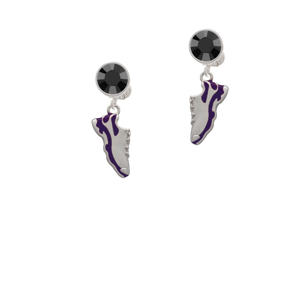 Purple Running Shoe Crystal Clip On Earrings Image 3