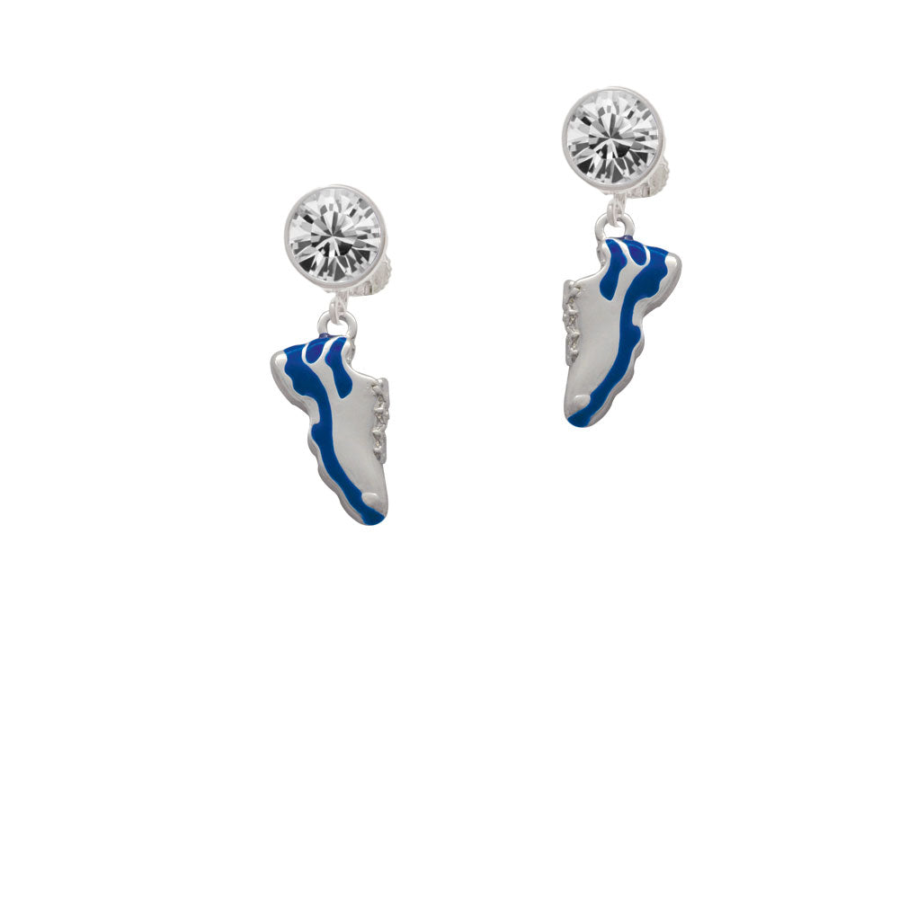 Blue Running Shoe Crystal Clip On Earrings Image 2