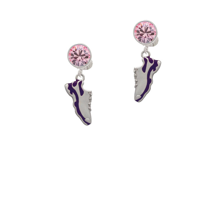 Purple Running Shoe Crystal Clip On Earrings Image 4