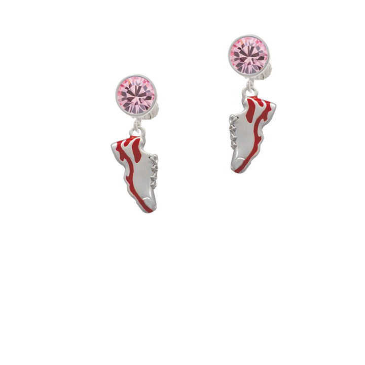 Red Running Shoe Crystal Clip On Earrings Image 4