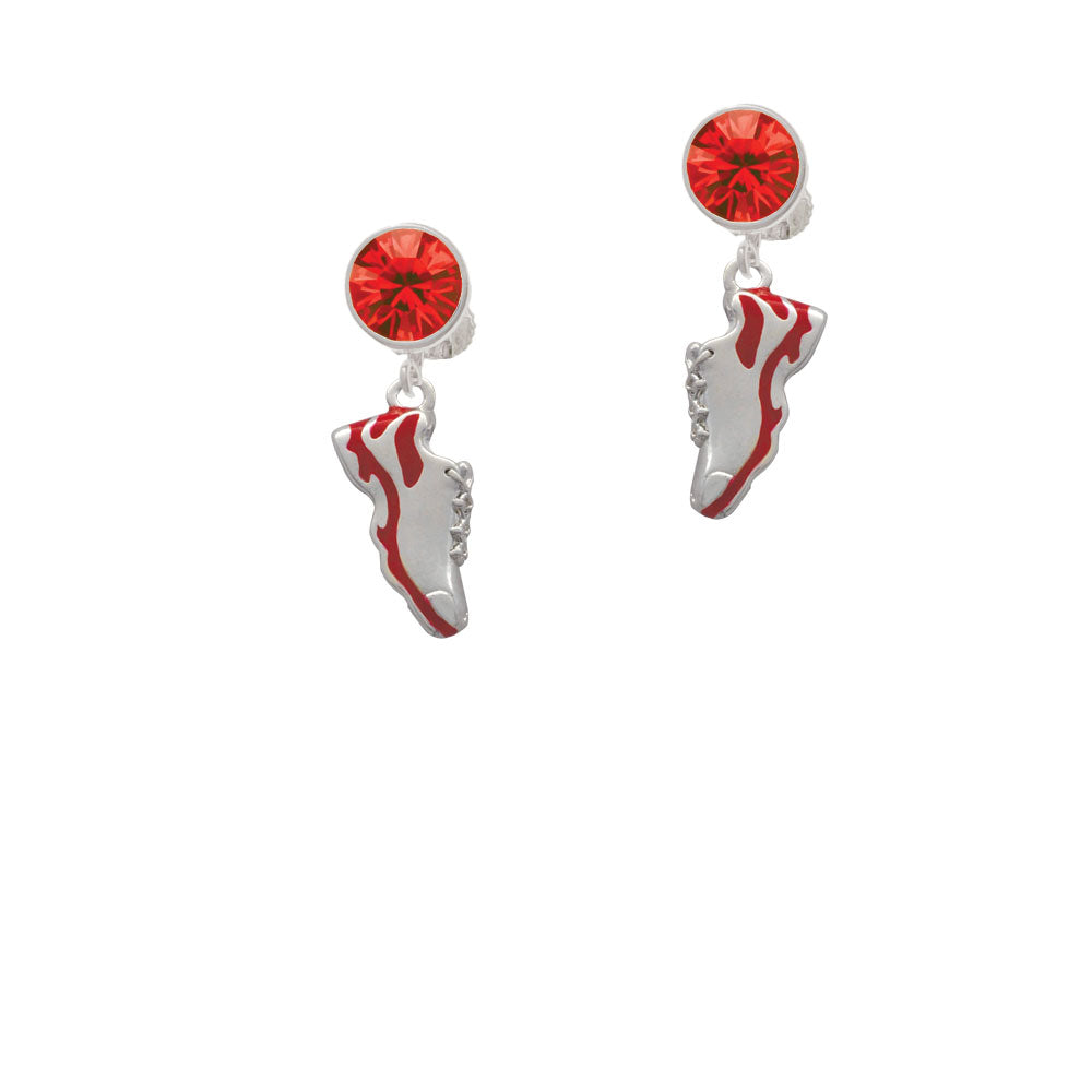 Red Running Shoe Crystal Clip On Earrings Image 4