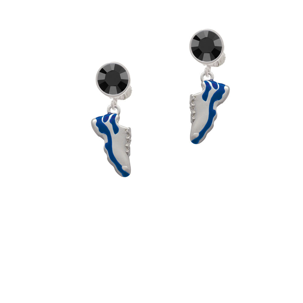 Blue Running Shoe Crystal Clip On Earrings Image 3