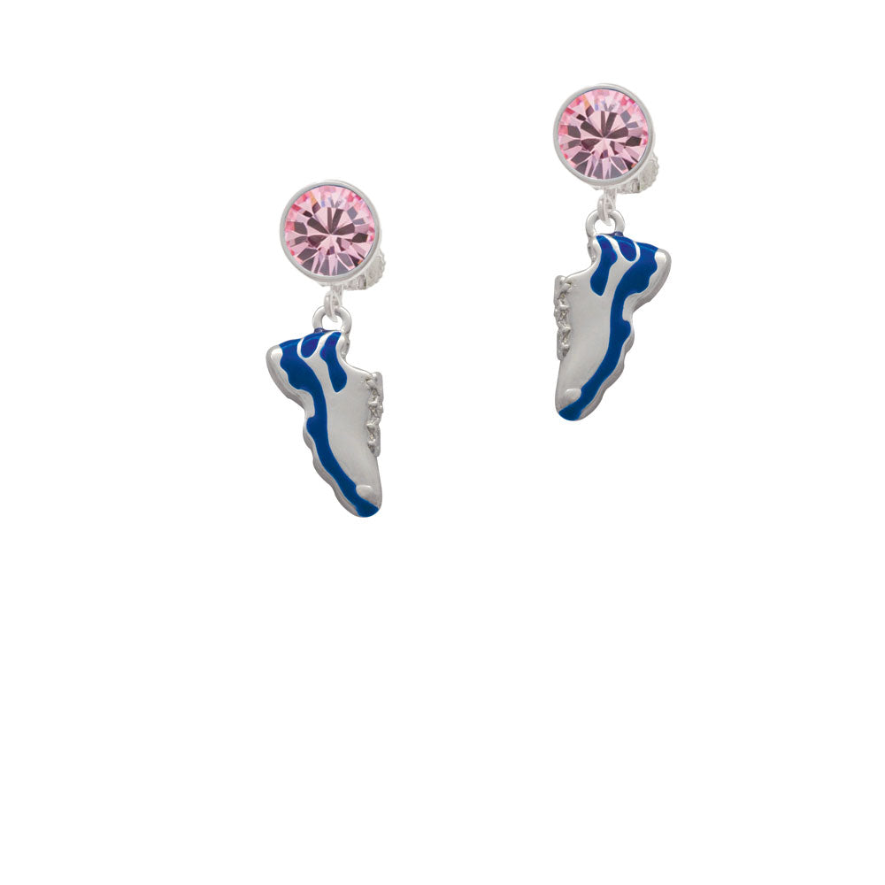 Blue Running Shoe Crystal Clip On Earrings Image 4