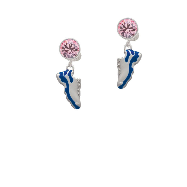 Blue Running Shoe Crystal Clip On Earrings Image 1