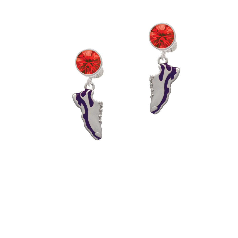 Purple Running Shoe Crystal Clip On Earrings Image 4