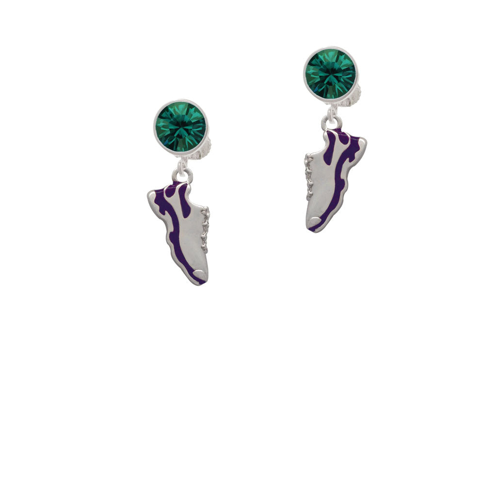 Purple Running Shoe Crystal Clip On Earrings Image 6