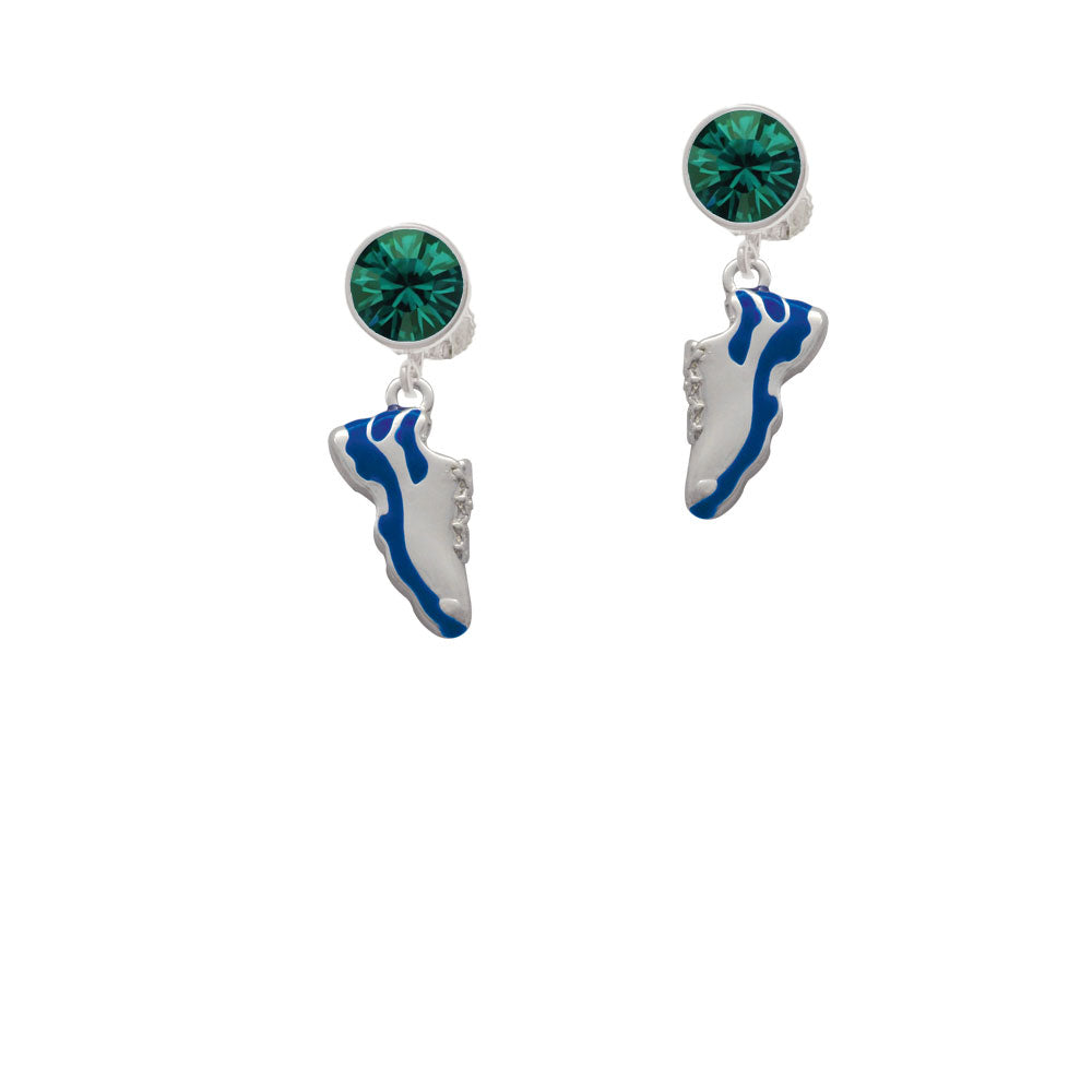 Blue Running Shoe Crystal Clip On Earrings Image 6