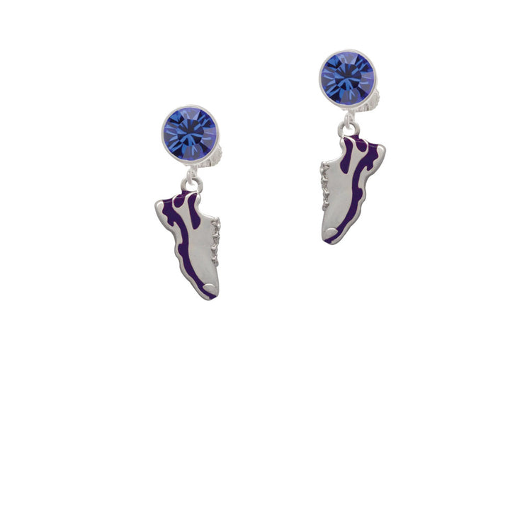 Purple Running Shoe Crystal Clip On Earrings Image 7