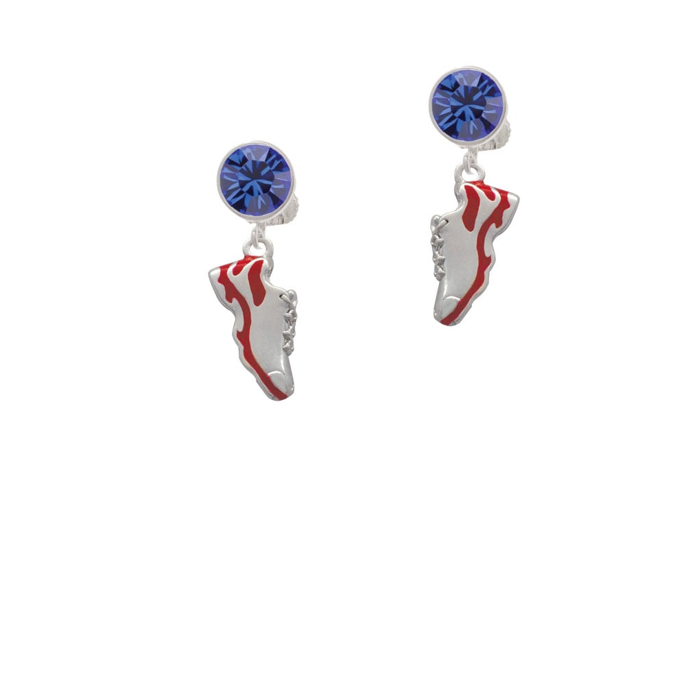 Red Running Shoe Crystal Clip On Earrings Image 7