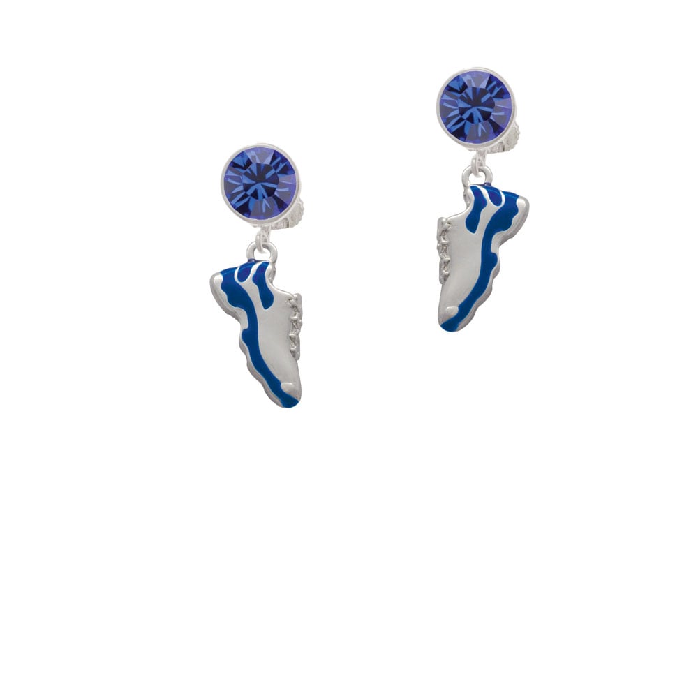 Blue Running Shoe Crystal Clip On Earrings Image 7