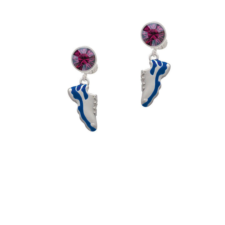 Blue Running Shoe Crystal Clip On Earrings Image 8