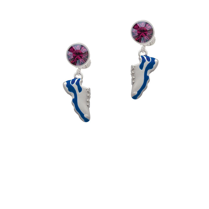 Blue Running Shoe Crystal Clip On Earrings Image 1