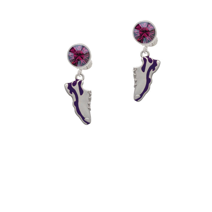 Purple Running Shoe Crystal Clip On Earrings Image 8