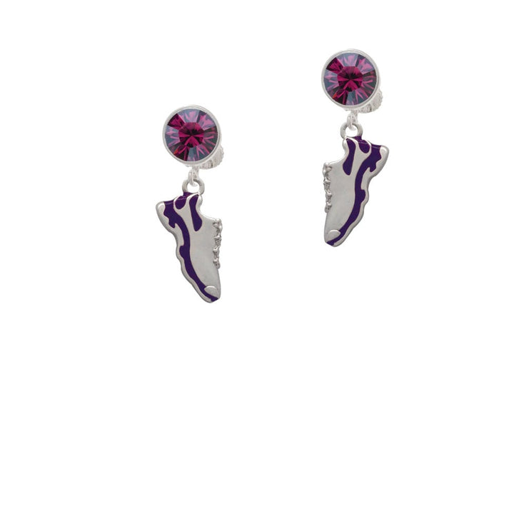 Purple Running Shoe Crystal Clip On Earrings Image 1