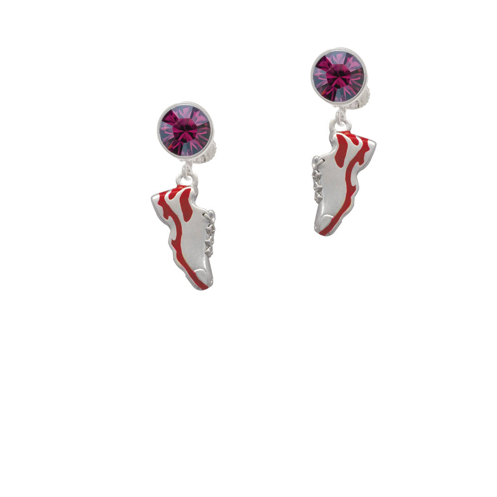 Red Running Shoe Crystal Clip On Earrings Image 8