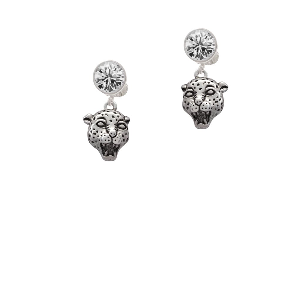 Small Jaguar - Mascot Crystal Clip On Earrings Image 1