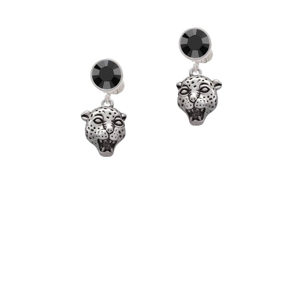 Small Jaguar - Mascot Crystal Clip On Earrings Image 3