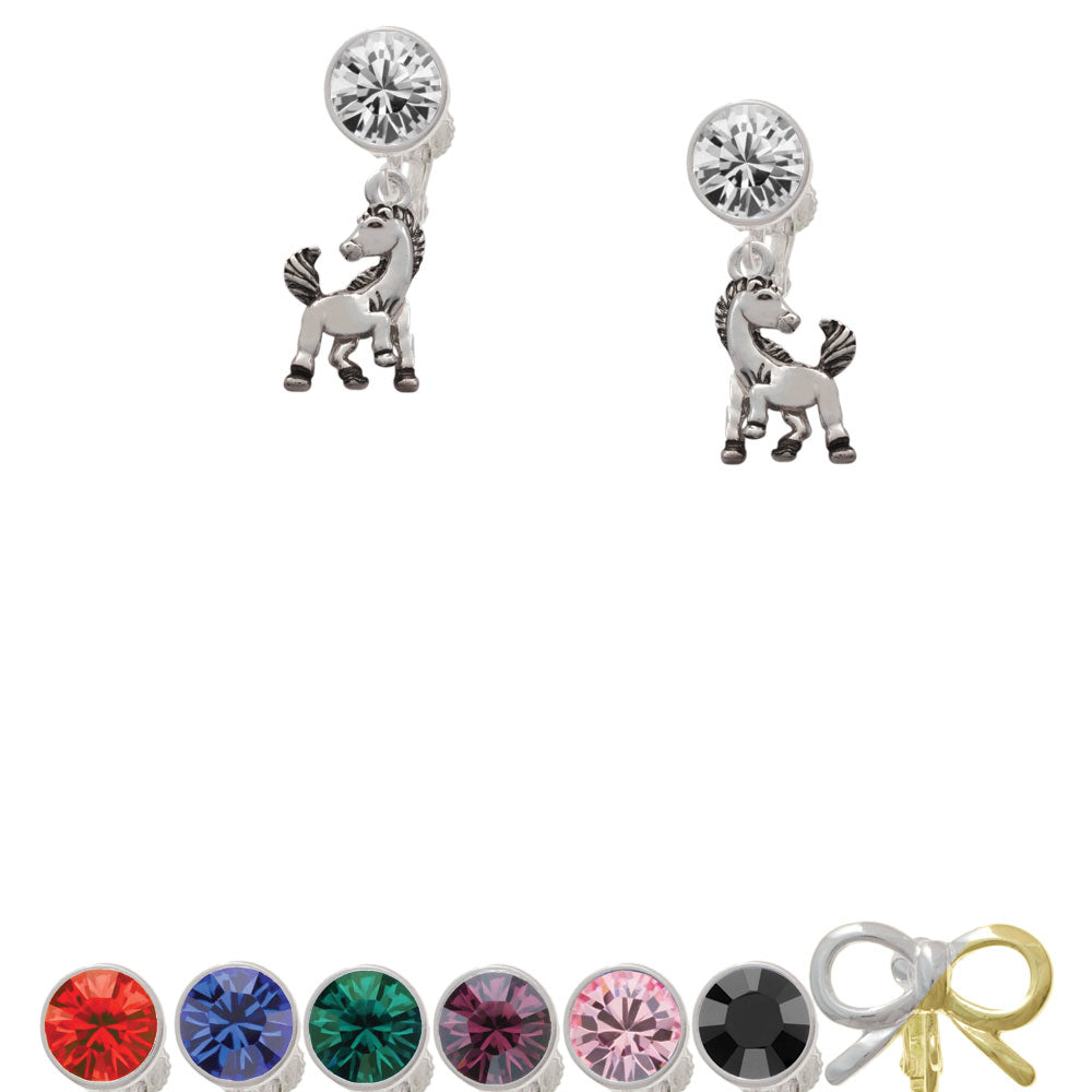 Small Mustang - Mascot Crystal Clip On Earrings Image 1